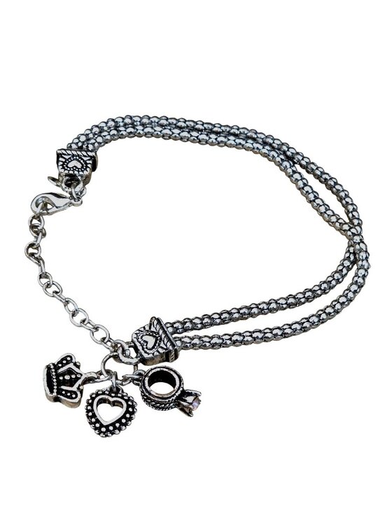 Premier Designs Jewelry - Premier Designs Silver Tone 8-9" Adjustable Bracelet Heart, Crown & Ring Charms